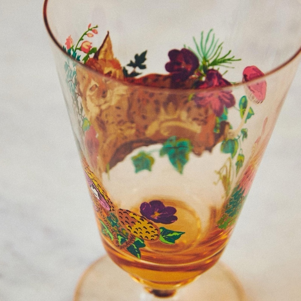 NWT Anthropologie Nathalie Lete Marais White Wine Glass Goblets Lynx - Picture 3 of 4